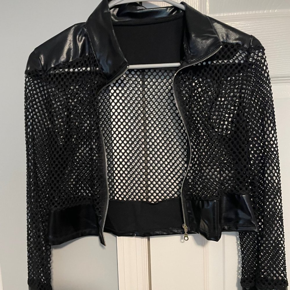 Faux Leather Mesh jacket Size M